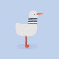 a drawing of a duck on a blue background