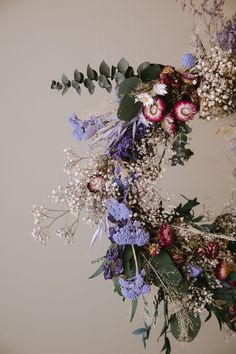 a floral wreath hanging from the ceiling