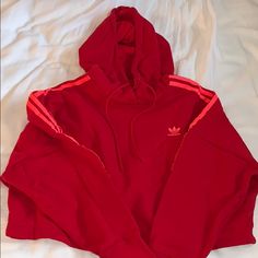 Never Worn Before Adidas Cropped Hoodie. Love This Color! This Is Size Small. Adidas Cropped Hoodie, Adidas Tops, Red Brown, Colorful Hoodies, Cropped Hoodie, Puma Jacket, Adidas Women, Love This, Athletic Jacket