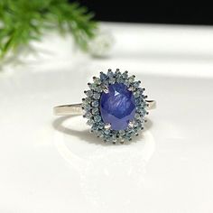 Vintage Sterling Silver Natural Blue Sapphire & Aquamarine Ring....Marked 925... Size 8...Total of weights 4.0grams...Measure of Face 14.3MM...Measure of Sapphire 8.8 x 6.8MM 2ct....It's in very good condition. Aquamarine Rings, Natural Blue Sapphire, Aquamarine, Vintage Sterling Silver, Rings Statement, Blue Sapphire, Statement Rings, Sapphire, Ring Size