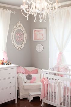 Tiny Budget in a Tiny Room for a Tiny Princess - Project Nursery Gray Decor, Adorable Nursery, Girl Nursery Room, Princess Room, Nursery Baby Room, Baby Center, Pink And Gray