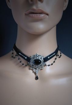 Gothic Choker Goth Choker Black Velvet Choker Gothic | Etsy Adjustable Gothic Style Necklaces For Wedding, Elegant Metal Choker For Halloween, Adjustable Gothic Jewelry For Formal Occasions, Gothic Style Adjustable Formal Jewelry, Formal Jeweled Choker, Adjustable Gothic Necklace For Formal Occasion, Victorian Style Adjustable Choker For Formal Occasions, Adjustable Victorian Choker For Formal Occasions, Gothic Silver Choker As A Gift