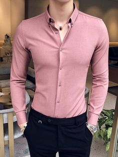 Camisa Masculina Rosa Slim Geneva - Compre Agora Online | Shopping City Best Shirt And Pant Combination For Men, Mens Clothing Styles Elegant, Pant Shirt Combination Men, Mens Dressing Styles Casual, Adnan Khan, Homecoming Outfits For Guys, Mens Business Casual, Business Dress Shirts