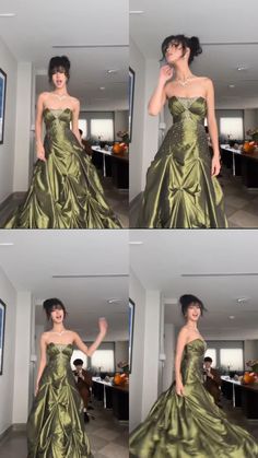 Prom Dress Mint Green, Green Ballgown Aesthetic, Forest Green Prom Dress Couple, Ball Gown Pictures, Dresses For Formal Dance, Alice In Wonderland Prom Dress, Green Debut Dress, Drop Waist Prom Dress, Green Prom Dress Aesthetic