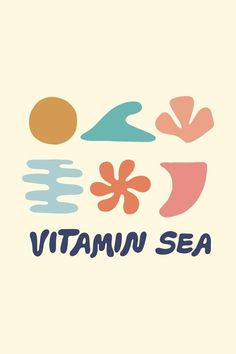 the word vitamin sea written in different colors