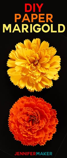 three different colored flowers with the title diy paper margold