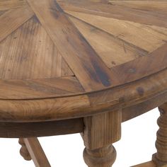 a close up of a wooden table with no one around it on a white background