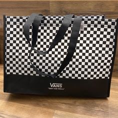 Brand New Authentic Shopping Bag From Vans Black And White Checkerboard Vans Casual Everyday Bags, Casual Everyday Vans Bag, Casual Vans Bags For Daily Use, Vans Rectangular Bag For Everyday, Trendy Vans Travel Bag, Vans Casual Bags For Daily Use, Vans Rectangular Bag For Daily Use, Vans Bags For Back To School, Vans Purse