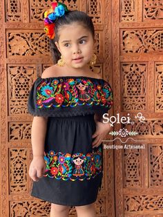 Beautiful Girls Mexican Campesino Dress. Floral Embroidered Children's Dress with. NOTE; Belt Included. Available in different sizes: Size 2, 4, 6, 10 and 12 Please Note: You have the option to purchase a flower Headpiece with the dress for a special price. Kids Traditional Dress, Frida Kahlo Dress, Mexican Hairstyles, Native American Children, Ballet Folklorico, Ideas Fiesta, Pink Business Card