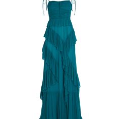 Flowy Ruched Silk Maxi Dress, Silk Dress Design, Cascading Ruffles, Pleated Bodice, Silk Maxi, Ruched Bodice, Grad Dresses, Silk Maxi Dress, Maxi Dress Blue