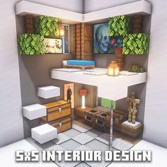 the inside of a room in minecraft with lots of furniture and decor on it