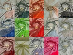 six different colors of sheer fabric