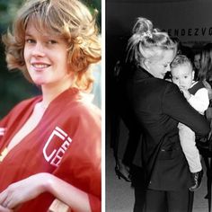 two women and one child are smiling for the camera while another woman holds her baby