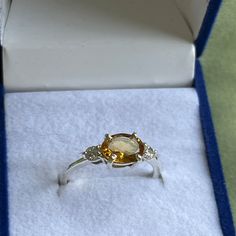 Genuine Citrine Oval Ring in Sterling Silver, Natural Citrine Ring, Three CZ, November Birthstone, Vintage Inspired Design by Me - Etsy Citrine Birthstone Ring With Accent Stones, Citrine Ring, Oval Ring, Oval Rings, Natural Citrine, November Birthstone, Vintage Inspired Design, Citrine, Birthstone