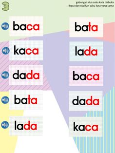 a poster with the words baca in different colors and font styles, including letters that are