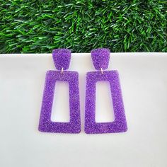 Avery Earrings - Purple Glitter – Spiffy & Splendid Studded Necklace, Earrings Purple, Glitter Earrings, Digital Gifts, Digital Gift Card, Purple Glitter, Gift Card Shop, Bridal Hair Accessories, Claw Clip