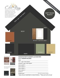 the color scheme for a house is shown in this brochure, which includes different colors