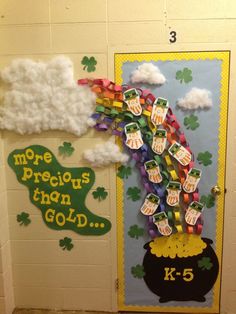 a door decorated with st patrick's day decorations