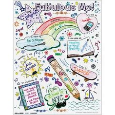 a poster with the words fabulous is me written in different colors and designs on it