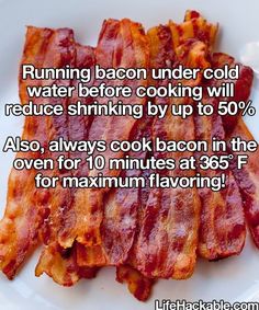 Amazing Food Hacks, Bacon In The Oven, Cooking Bacon, Food Info, Cooking Hacks, Bacon Recipes, Food Facts, Breakfast Brunch Recipes, Breakfast Dishes