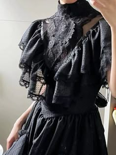 Gunne Sax Inspired Black Gothic Lace Dress With Short Sleeves - Vintage Edwardian Style Victorian Black Dress - Plus Size Victorian Black Dress, Gothic Lace, Edwardian Style, Dress With Short Sleeves, Gunne Sax, Vintage Dress, Lace Dress, Black Dress, Short Sleeves