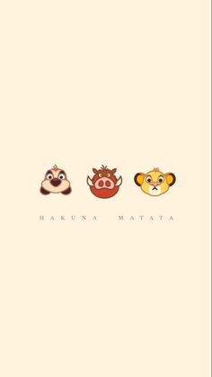 three cartoon animals with the words haruna matata written on each one's face