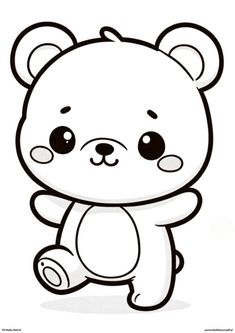 a black and white drawing of a teddy bear