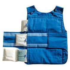 Cooling Vest, Cooling Method Cold Pack Inserts, Color Blue, Features Double Needle Stitching, Use with (6) Reusable Ice Pack Strips, Material Cotton, Polyester, Closure Type Hook-and-Loop, Size Universal, Maximum Cooling Time 1 to 3 hr, Length 22 in Cooling Vest, Safety Workwear, Track Spending, Cold Pack, Ice Pack, Government, Work Wear, Color Blue, Track