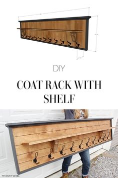 the diy coat rack with shelf is easy to make