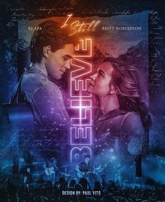 the movie poster for believe with two people kissing in front of an image of a crowd