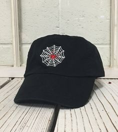 Outdoor Halloween Cap, Casual Adjustable Baseball Cap For Halloween, Halloween Outdoor Cap Hat, Spider Web Beanie, Halloween Streetwear Baseball Cap, Black Baseball Cap, Embroidered Baseball Caps, White Hat, Dad Caps