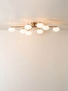 an overhead light fixture in a white room