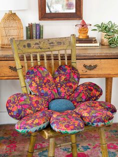 Reversible Seat & Floor Cushion - Maroon Folk Flower-view 1 Cushion Floor Seating, Colorful Desk Decor, Boho Dorm Room, Boho Dorm, Flower Cushion, Cozy Throw Pillows, Cozy Couch, Comfy Seating, Boho Bedding