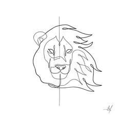 a line drawing of a lion's head