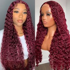 Hair Material: 100% Virgin Human Hair, 10A Grade, No Really Shedding, No Tangle, No Bad Smell.Hair Color: Burgundy ColorWig Density: 150% DensityHair Length: 14 inch-32 inch are availableWig Cap Size/ Circumference: 22.5 inches (54-58 cm)Texture: Deep Wave Hair, Natural Hairline, Soft, Comb Easily, Can Re-style and Color well.Lace Net: 13x4 Swiss lace, HD Transparent Color, Pre-plucked with Baby Hair, Natural HairlinePack: 1 Piece 99J Color Hair Deep Wave Hair Wigs 13x4 Transparent Lace Front Wi Lace Front Wigs Deep Wave, Wigs Burgundy, Wigs Deep Wave, Deep Wave Hair, Hair Color Burgundy, Bad Smell, Deep Wave Hairstyles, Black And Blonde