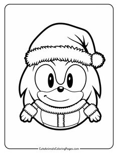 Black and white coloring page of a cheerful cartoon hedgehog wearing a Santa hat and winter coat, perfect for kids' holiday-themed activities. Squishmallows Coloring Pages, Squishmallow Coloring Pages, Squishmallow Christmas, Cute Animals Coloring Pages, Drawings To Color, Cute Animals Coloring, Animals Coloring Pages, Coloring Activities, Chill Time