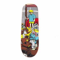 a skateboard with the simpsons characters on it