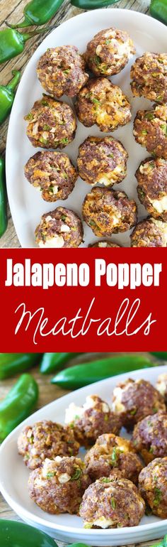 jalapeno popper meatballs on a white plate