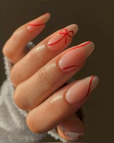 Megan Moroney Nails, Minimalist Holiday Nails, Kutek Disney, Red Christmas Nails, Christmas Nails Easy, Her Nails, Red Nail, White Nail