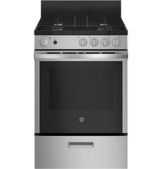 an oven that is stainless steel and has two burners on the front, and one with