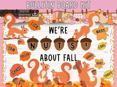 we're nuts about fall bulletin board kit with pictures of squirrels and acorns