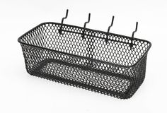 The wire basket mount to 1/8 in. and 1/4 in. peg board. The wire allows for smaller items to be stored without anything falling out. Rust and chip resistant. Project Source Steel Pegboard Basket in Black (9.13-in W x 3.66-in H) | 57648 Pegboard Baskets, Steel Pegboard, Small Products, Clean Fits, Pegboard Accessories, Craft Room Design, Plastic Canvas Patterns Free, Wire Basket, Fathers Day Sale