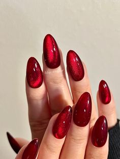 Beautiful Red Nails 2024 French Manicure Long Nails, Cat Eye Nails, Cat Eyes, False Nail, Nail Accessories