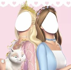 two women in princess dresses with white faces and a cat sitting on their lap, both looking at the same woman's face