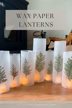 wax paper lanterns with christmas trees on them