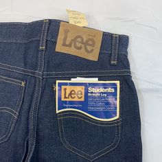 Vintage Lee denim pants students straight leg Size: 26" x 32" 1970s heavy denim Retro Medium Wash Standard Cut Jeans, Retro Jeans With Medium Wash And Standard Cut, Retro Medium Wash Jeans, Retro Jeans With Standard Cut Leg, Retro Streetwear Jeans With Belt Loops, Retro Selvedge Jeans For Streetwear, Retro Jeans With Belt Loops For Streetwear, Retro Selvedge Rigid Denim Jeans, Retro Denim Blue Jeans