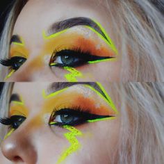 Lightning Makeup Look, Jolteon Costume, Thunder Makeup, Kaminari Cosplay, Lightning Makeup, Liner Makeup, Movie Ideas, Alt Makeup, Chic Makeup