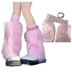 PRICES MAY VARY. ❤ 【High Quality Material】The 3in1 Set includes: 1 knitted leg warmer, 1 plush leg warmer, and 1 leg chain. Womens knit winter kawaii winter leg warmers, leg warmers for women 80s, made of high-quality cotton and polyester, Soft and skin friend knit fabric, with great stretch. ❤【Warmer Long Socks】Over the Calf, Knee high stockings for women, knitted leg warmers for girls, e girls harajuku long socks, punk clothes, striped gothic socks , knitwear warm winter socks, make you warm i Gothic Socks, Winter Kawaii, Kawaii Leg Warmers, Kawaii Winter, Punk Clothes, Leg Socks, Punk Style Outfits, Knitted Leg Warmers, Harajuku Punk