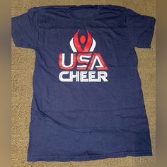 Usa Cheerleading T-Shirt -Team Usa Cheer -Worn 2 Times -Still Brand New Condition -Open To All Questions And Offers Usa Cheer, Cheerleading Tshirts, Cheer Shirts, Team Usa, Cheerleading, Colorful Shirts, Color Blue, Womens Tops, Tops & Tees