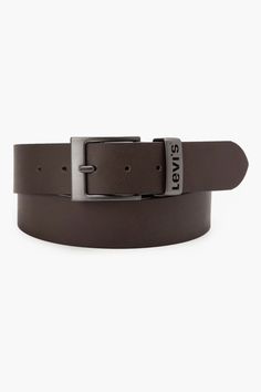 100% Leather.Mens Levi's Metal Brown Ashland Metal Logo Belt -  metal brown Leather Men > Belts